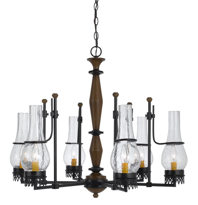 Cal Lighting FX-3564/6 Six Light Chandelier, Metal/Wood