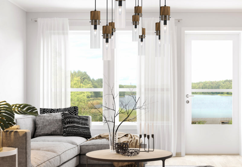 Cal Lighting FX-3583-1P One Light Pendant, Dark Bronze/Wood