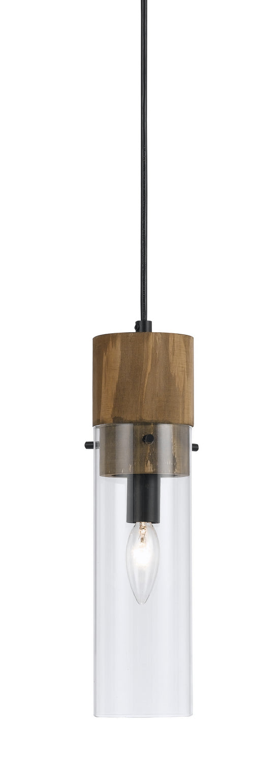 Cal Lighting FX-3583-1P One Light Pendant, Dark Bronze/Wood