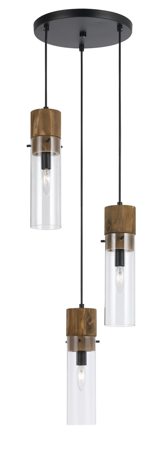 Cal Lighting FX-3583-1P One Light Pendant, Dark Bronze/Wood