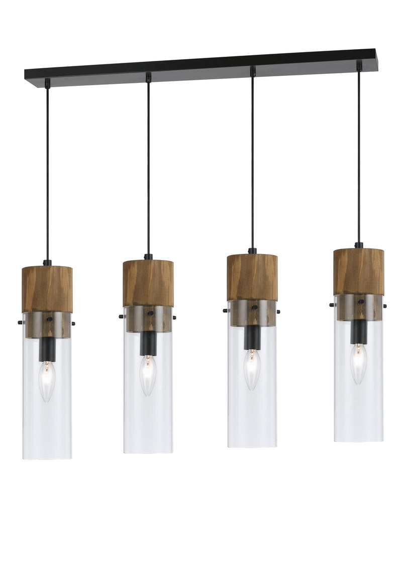 Cal Lighting FX-3583-4 Four Light Chandelier, Wood/Dark Bronze