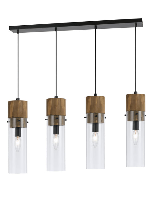 Cal Lighting FX-3583-4 Four Light Chandelier, Wood/Dark Bronze