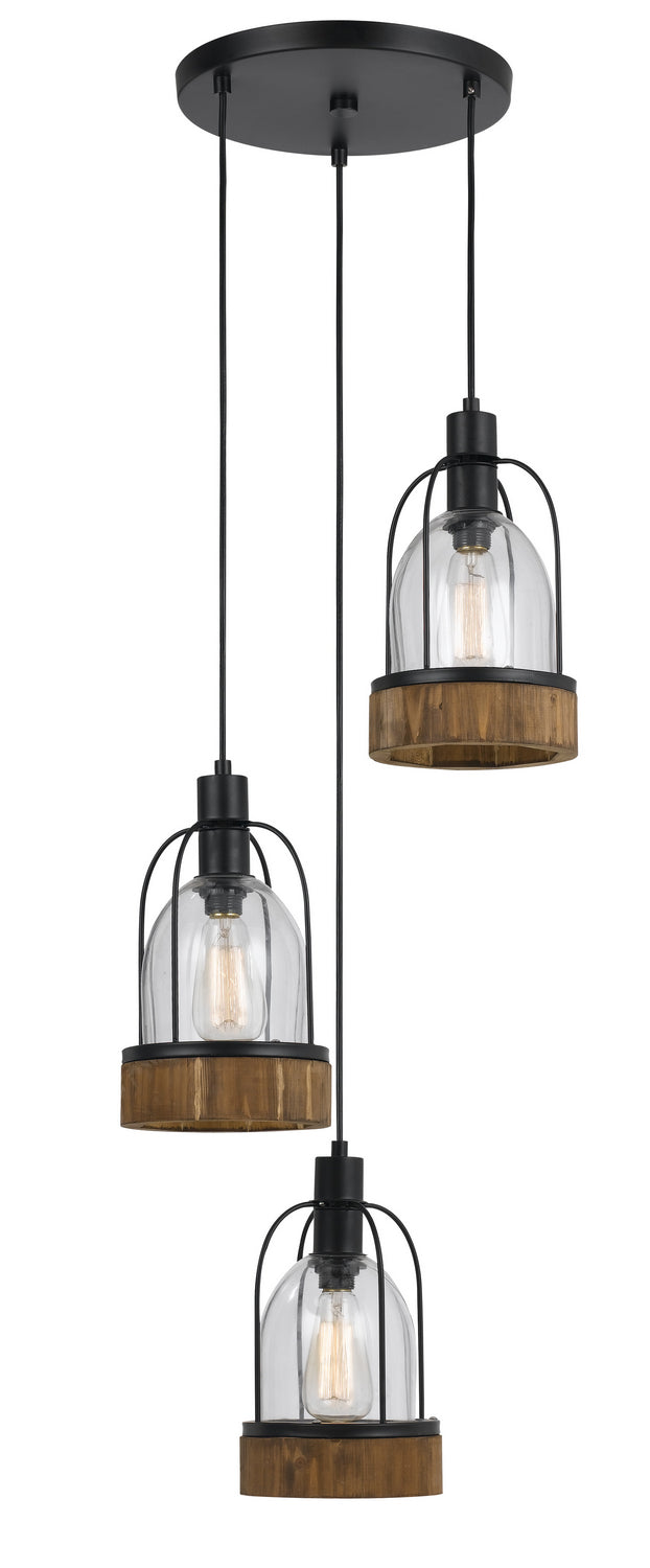 Cal Lighting FX-3584-1P One Light Pendant, Wood/Dark Bronze