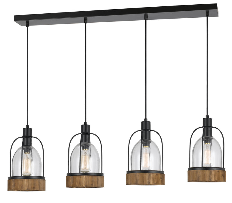 Cal Lighting FX-3584-4 Four Light Chandelier, Wood/Dark Bronze