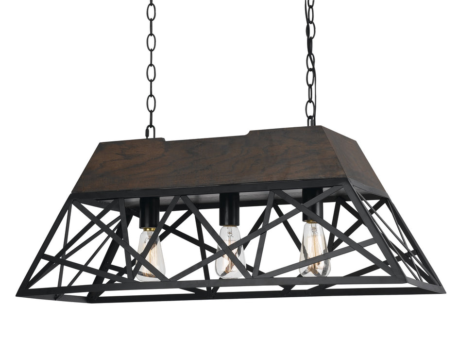 Cal Lighting FX-3585-3 Three Light Chandelier, Wood/Dark Bronze
