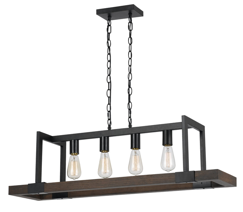 Cal Lighting FX-3586-4 Four Light Chandelier, Wood/Dark Bronze