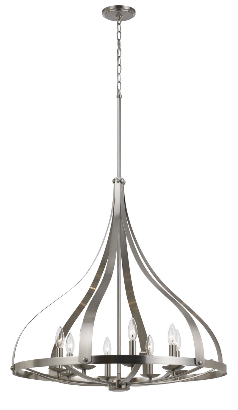 Cal Lighting FX-3589-8 Eight Light Chandelier, Brushed Steel