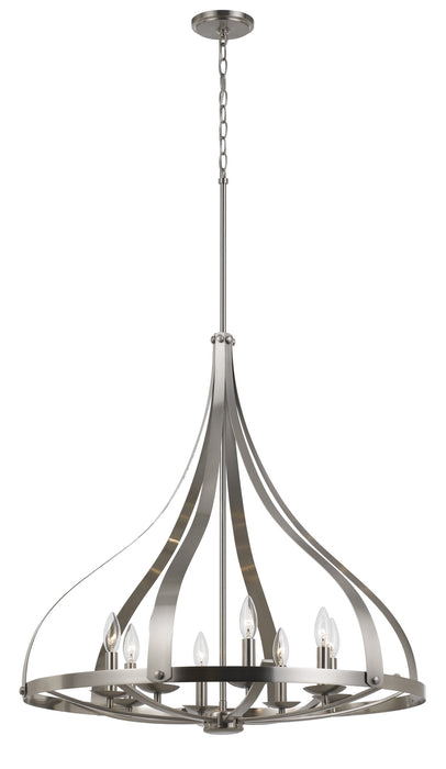 Cal Lighting FX-3589-8 Eight Light Chandelier, Brushed Steel