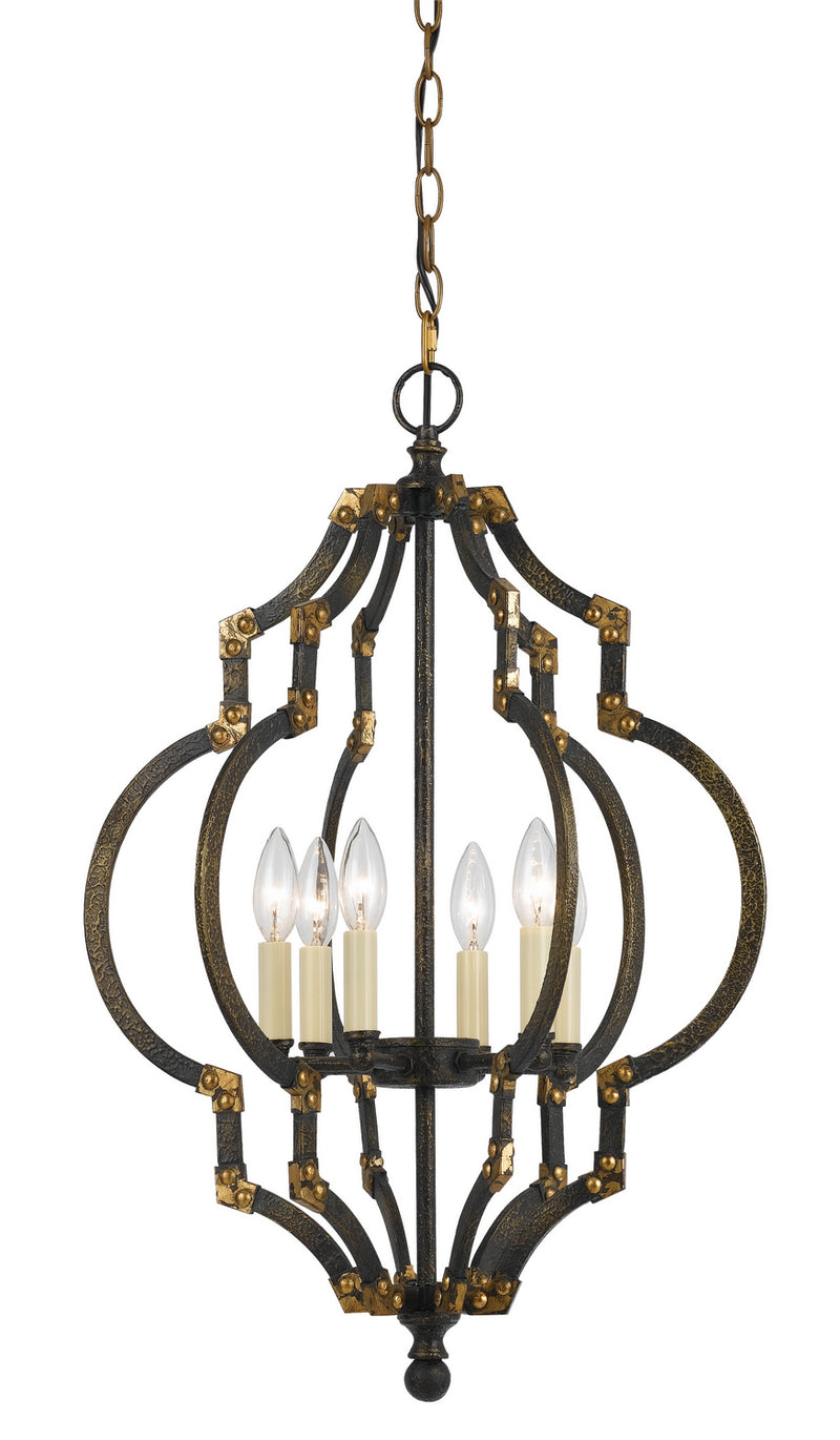 Cal Lighting FX-3593-6 Six Light Pendant, Irontiqued gold