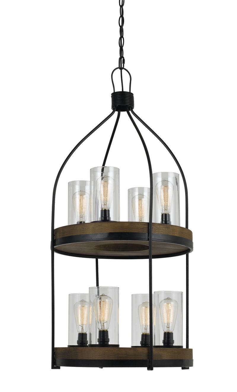 Cal Lighting FX-3614-8 Eight Light Chandelier, Iron/Wood