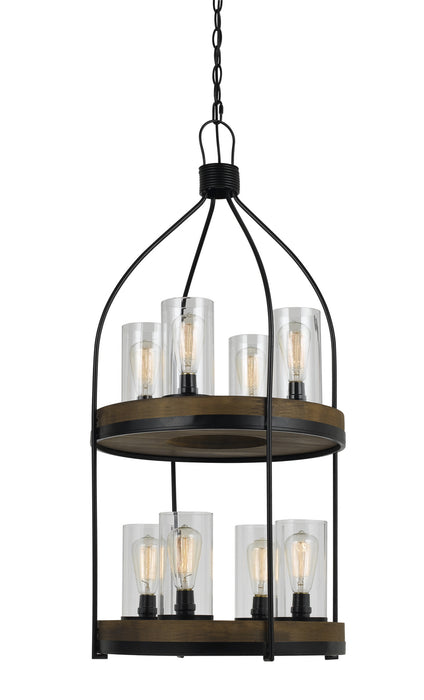 Cal Lighting FX-3614-8 Eight Light Chandelier, Iron/Wood