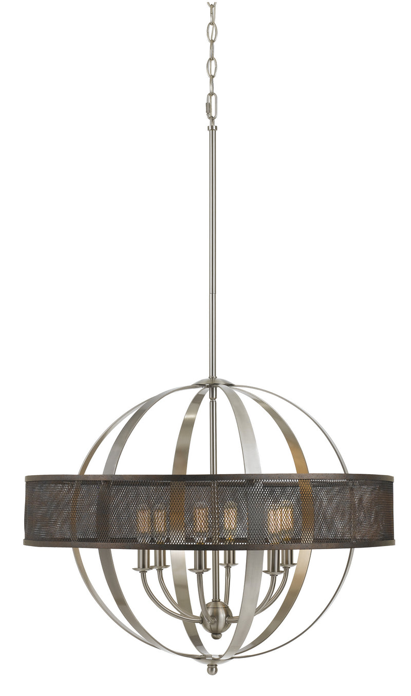 Cal Lighting FX-3622-6 Six Light Chandelier, Brushed Steel