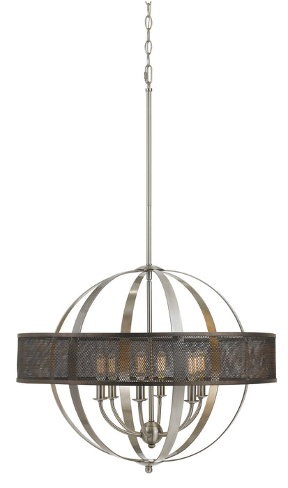 Cal Lighting FX-3622-6 Six Light Chandelier, Brushed Steel