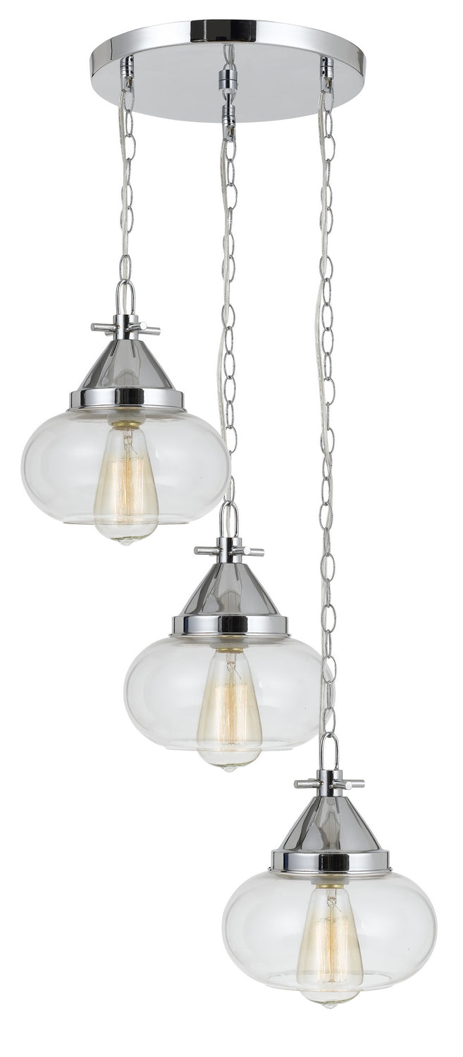 Cal Lighting FX-3624-3P Three Light Pendant, Chrome