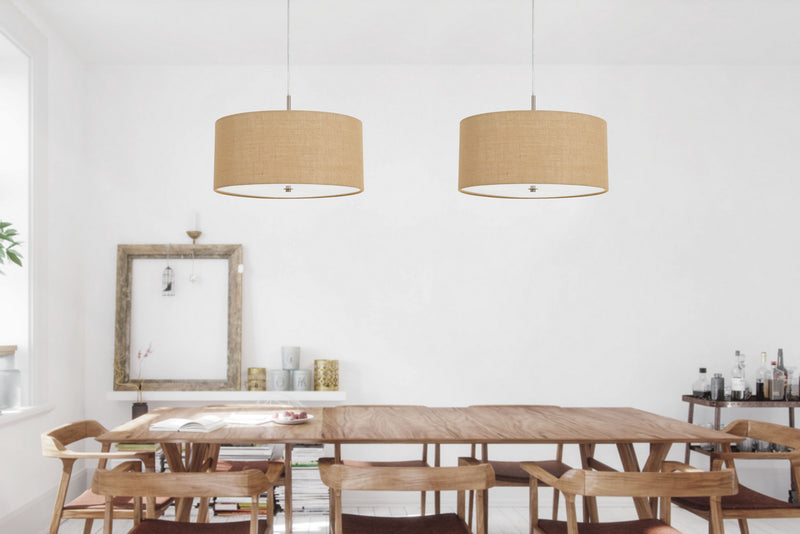 Cal Lighting FX-3627-1P Three Light Pendant, Burlap