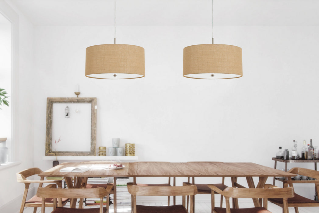 Cal Lighting FX-3627-1P Three Light Pendant, Burlap