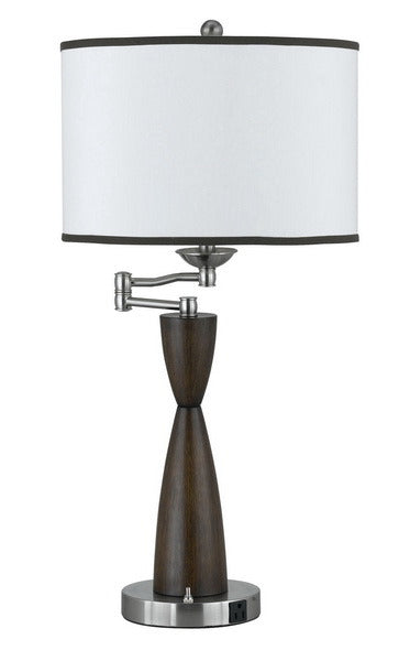 Cal Lighting LA-60006TB-1R One Light Table Lamp, Espresso/Brushed Steel