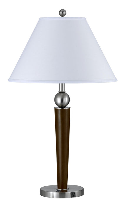 Cal Lighting LA-8005NS-2RBS Two Light Table Lamp, Brushed Steel/Espresso