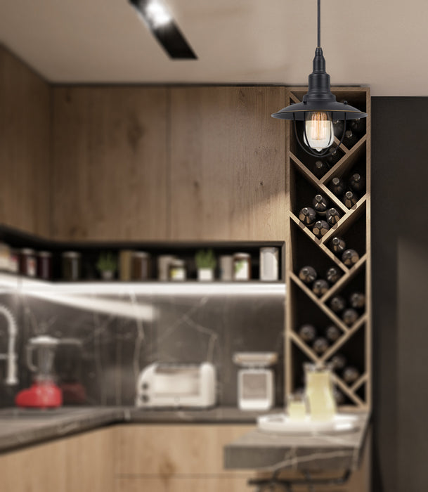 Cal Lighting UP-1113-6-DB One Light Pendant, Brushed Steel