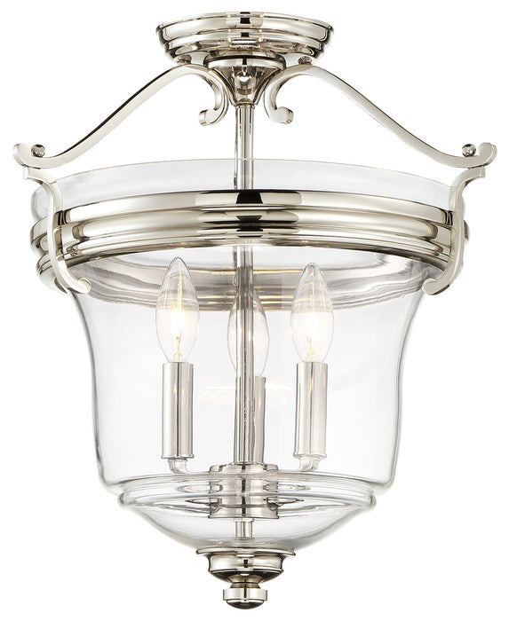 Minka-Lavery 3297-613 Three Light Pendant (Convertible To Semi Flush), Polished Nickel