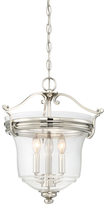 Minka-Lavery 3297-613 Three Light Pendant (Convertible To Semi Flush), Polished Nickel
