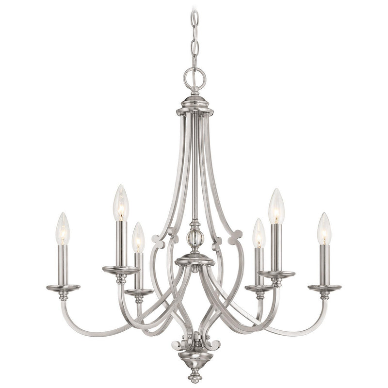 Minka-Lavery 3336-84 Six Light Chandelier, Brushed Nickel