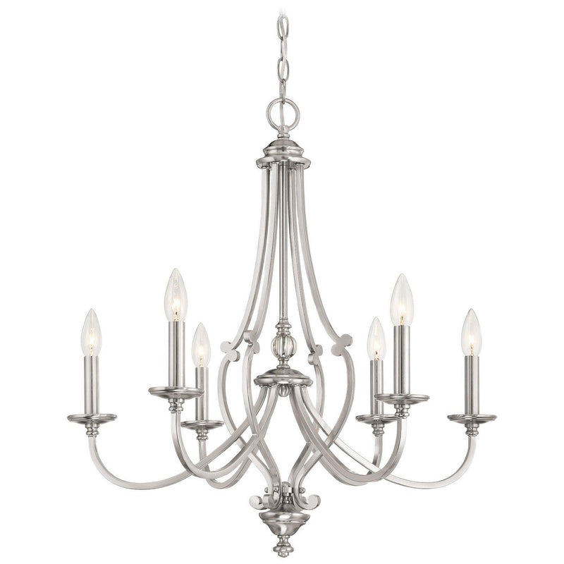 Minka-Lavery 3336-84 Six Light Chandelier, Brushed Nickel (Open Box - Final Sale)