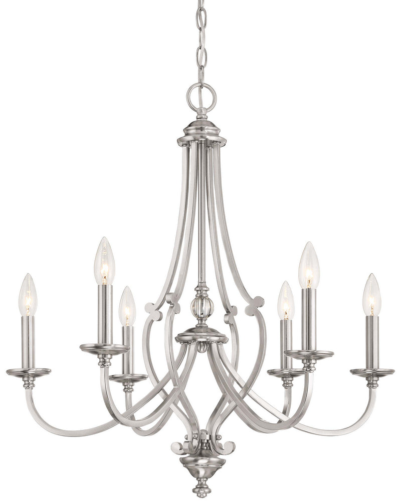 Minka-Lavery 3336-84 Six Light Chandelier, Brushed Nickel