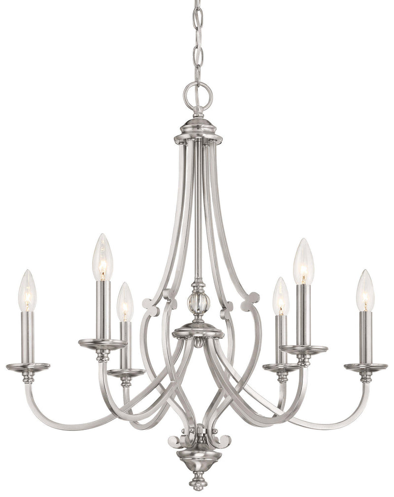 Minka-Lavery 3336-84 Six Light Chandelier, Brushed Nickel (Open Box - Final Sale)