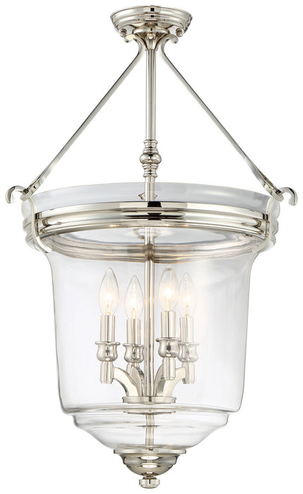 Minka-Lavery 3298-613 Four Light Pendant (Convertible To Semi-Flush), Polished Nickel