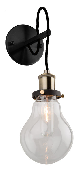 Artcraft AC10480 One Light Wall Sconce, Matte Black & Vintage Brass