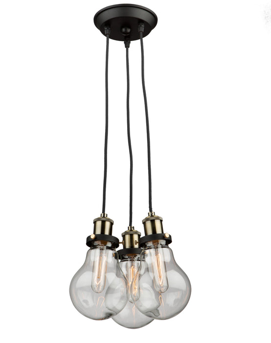 Artcraft AC10483 Three Light Chandelier, Matte Black & Vintage Brass