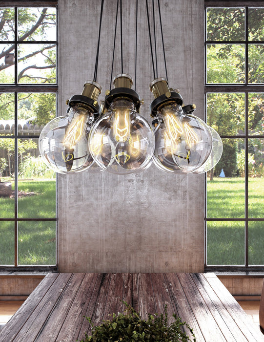 Artcraft AC10485 Five Light Chandelier, Matte Black & Vintage Brass