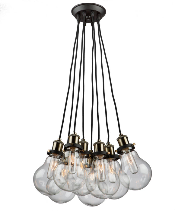 Artcraft AC10488 Eight Light Chandelier, Matte Black & Vintage Brass