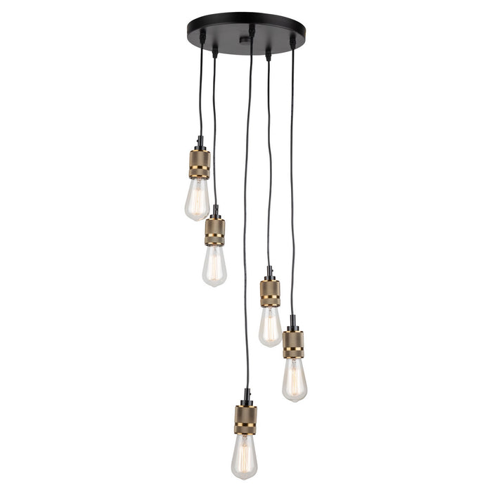 Artcraft AC10577VB Five Light Chandelier, Vintage Brass