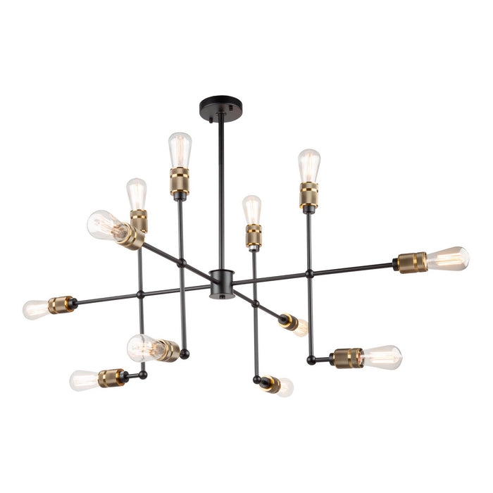 Artcraft AC10582VB 12 Light Chandelier, Vintage Brass