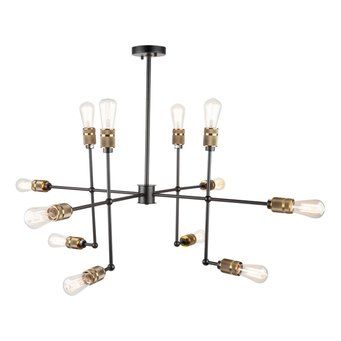 Artcraft AC10582VB 12 Light Chandelier, Vintage Brass