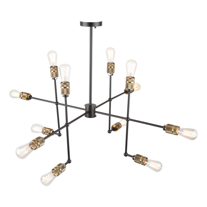 Artcraft AC10582VB 12 Light Chandelier, Vintage Brass