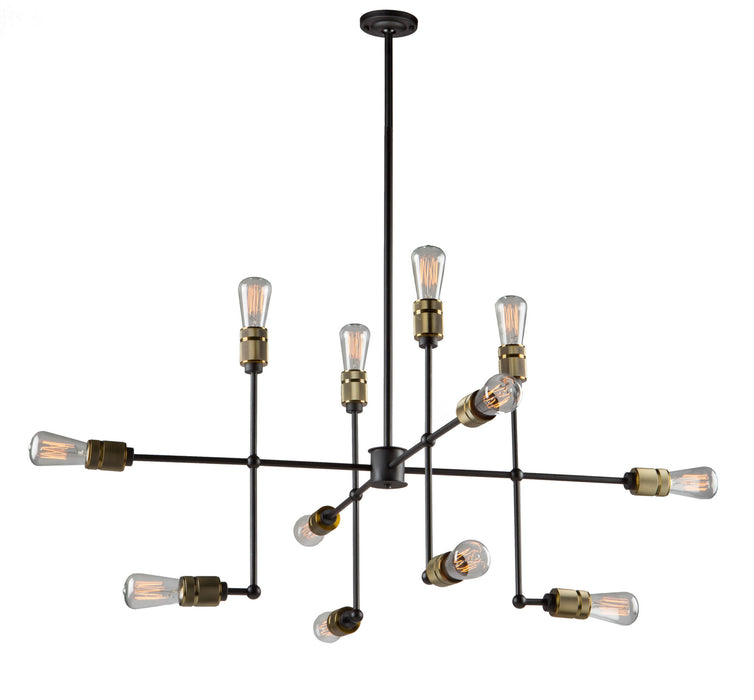 Artcraft AC10582VB 12 Light Chandelier, Vintage Brass