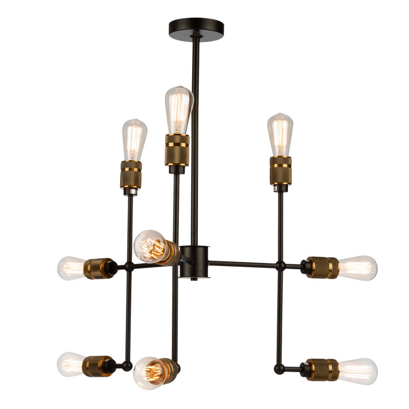 Artcraft AC10589VB Nine Light Chandelier, Vintage Brass