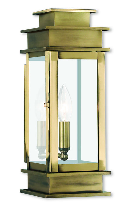 Livex Lighting 2013-01 One Light Outdoor Wall Lantern, Antique Brass w/ Polished Chrome Stainless Steel