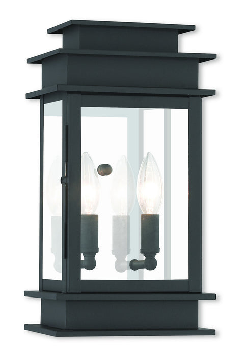 Livex Lighting 2014-04 Two Light Outdoor Wall Lantern, Black w/ Polished Chrome Stainless Steel