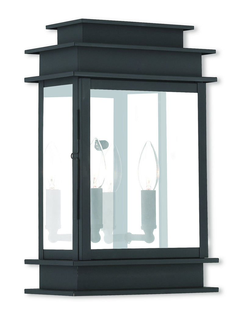 Livex Lighting 2016-04 Two Light Outdoor Wall Lantern, Black w/ Polished Chrome Stainless Steel