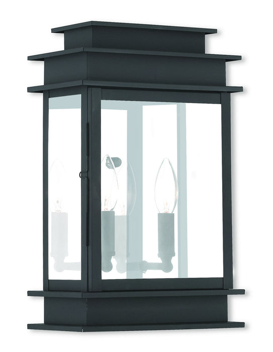 Livex Lighting 2016-04 Two Light Outdoor Wall Lantern, Black w/ Polished Chrome Stainless Steel