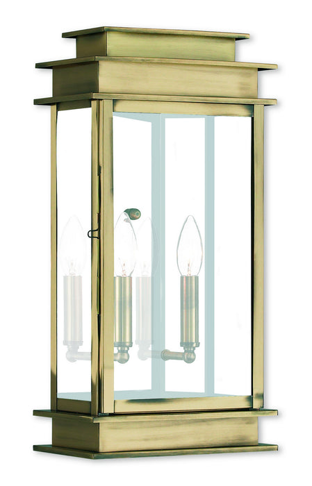 Livex Lighting 2018-01 Two Light Outdoor Wall Lantern, Antique Brass w/ Polished Chrome Stainless Steel