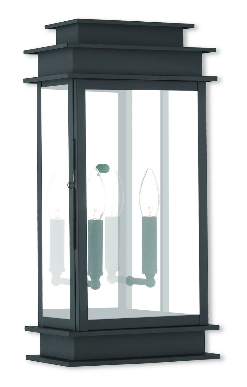 Livex Lighting 2018-04 Two Light Outdoor Wall Lantern, Black w/ Polished Chrome Stainless Steel