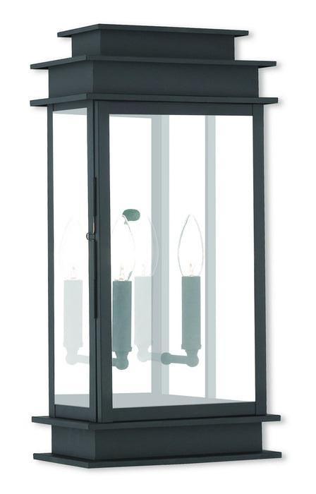 Livex Lighting 2018-04 Two Light Outdoor Wall Lantern, Black w/ Polished Chrome Stainless Steel