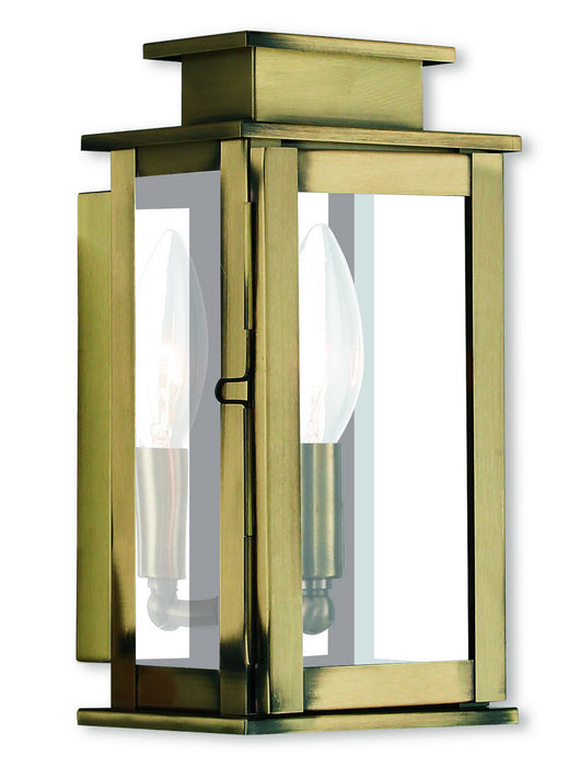 Livex Lighting 20191-01 One Light Outdoor Wall Lantern, Antique Brass w/ Polished Chrome Stainless Steel
