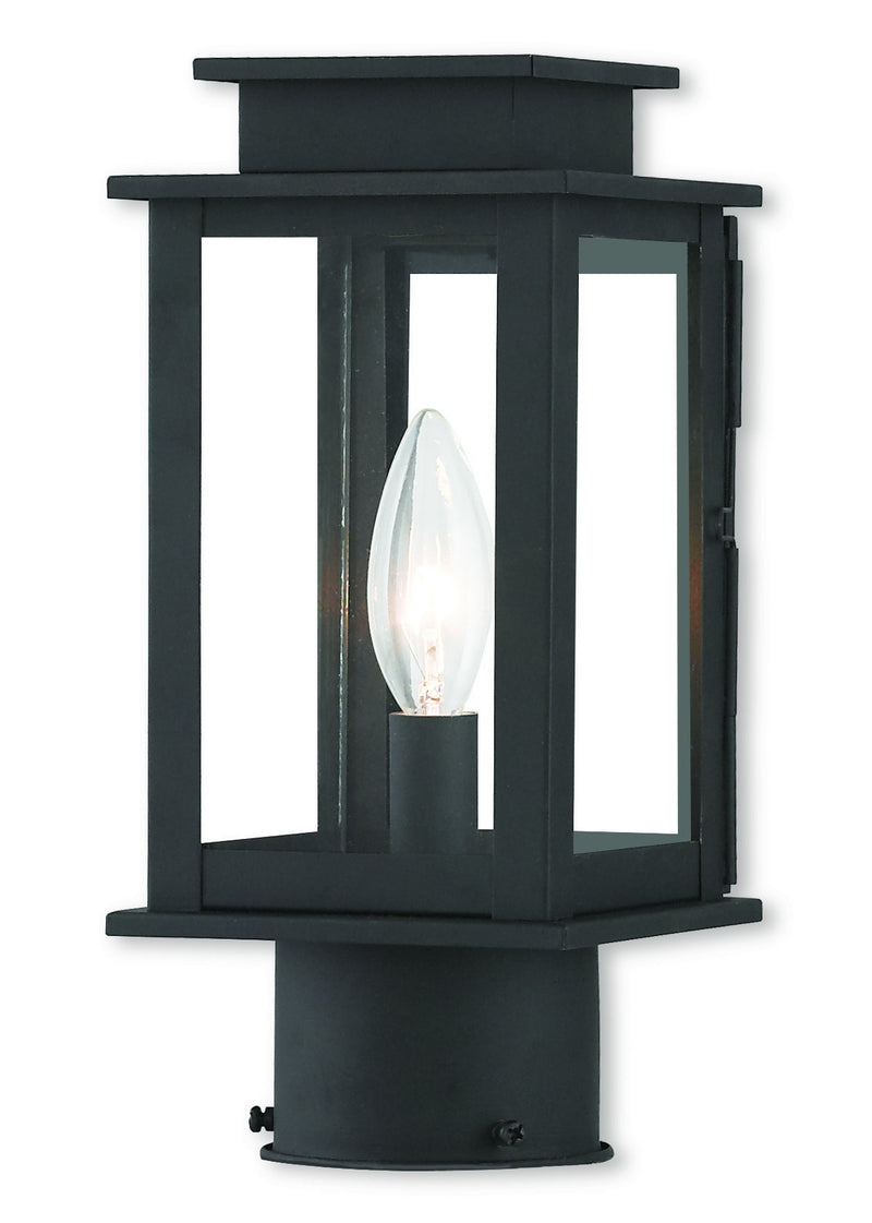 Livex Lighting 20201-04 One Light Outdoor Post-Top Lanterm, Black w/ Polished Chrome Stainless Steel
