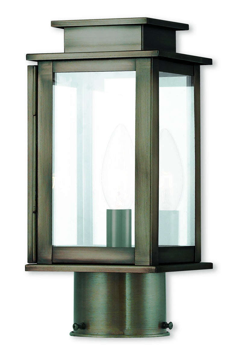 Livex Lighting 20201-29 One Light Outdoor Post-Top Lanterm, Vintage Pewter w/ Polished Chrome Stainless Steel